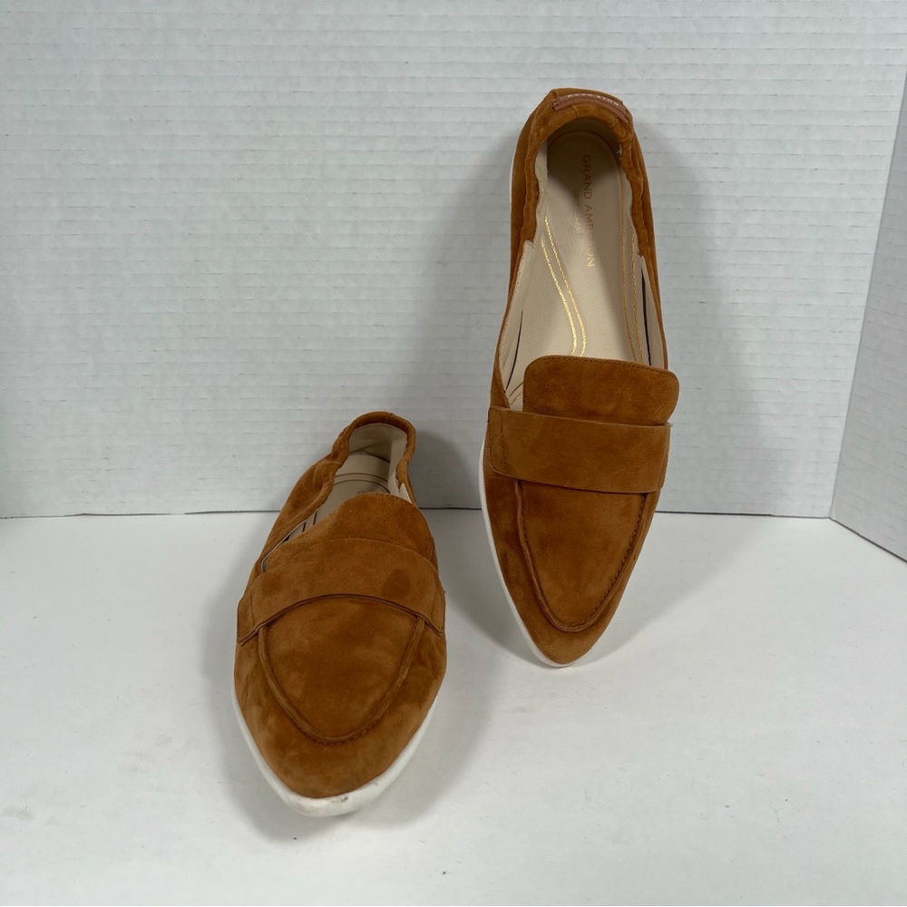 Cole Haan Grand Ambition Women’s Suede Loafers Brown Size 6B Slip On Flats
